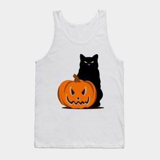 Black cat and pumpkin Tank Top